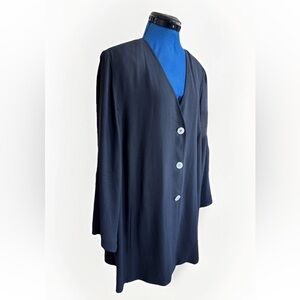 Marina Rinaldi Black Silk Blend Button Down Top Women’s Size 31